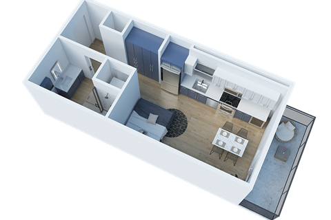 Floor plan for studio, 1 bath, 434 sqft